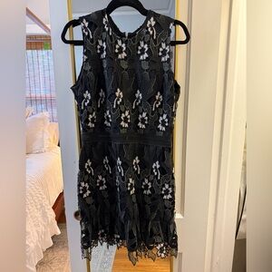 Karina Grimaldi Black and White Floral Midi Dress